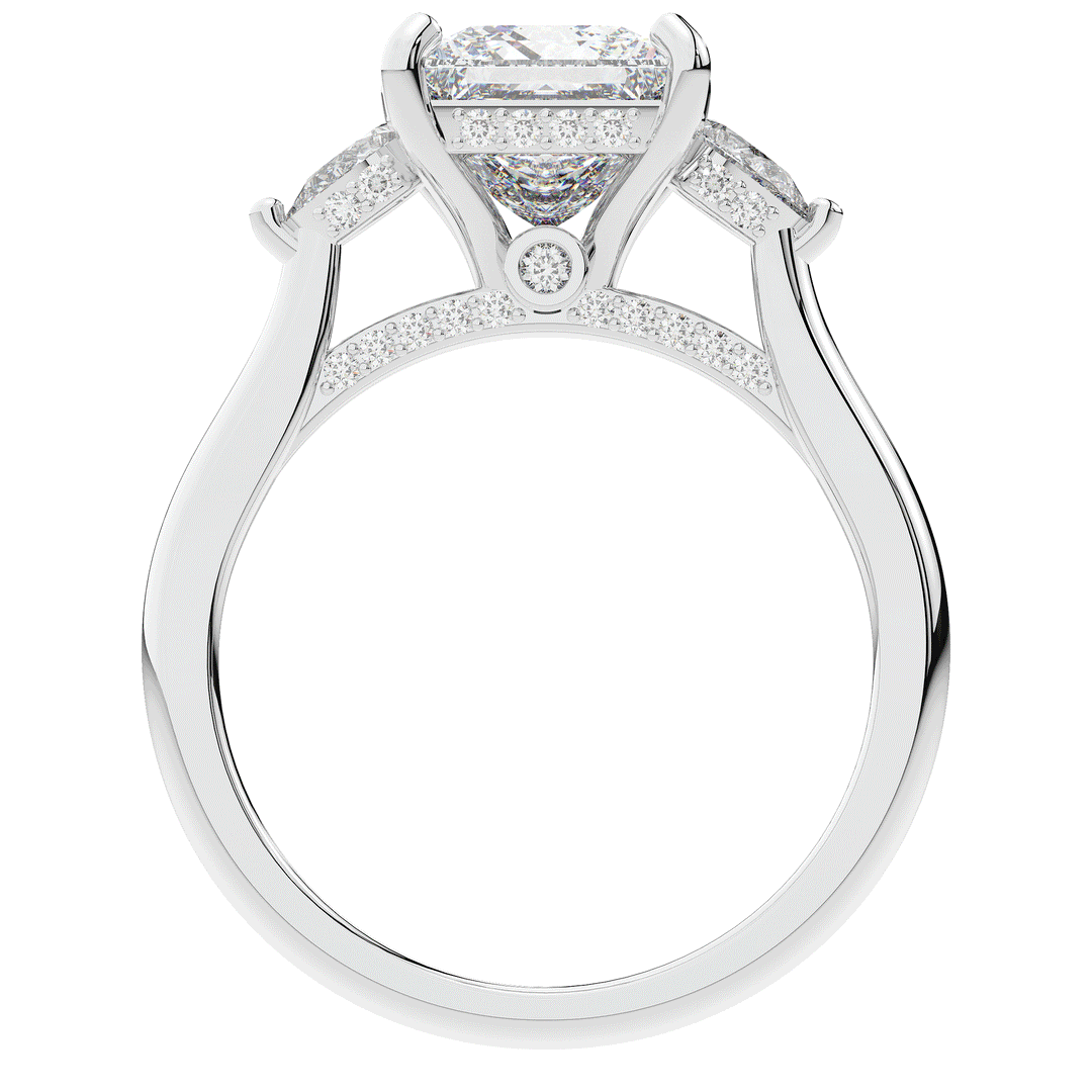 2.40CT.TW PRINCESS LAB DIAMOND 3 STONE ENGAGEMENT RING - Nazarelle