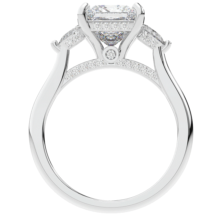 2.40CT.TW PRINCESS LAB DIAMOND 3 STONE ENGAGEMENT RING - Nazarelle