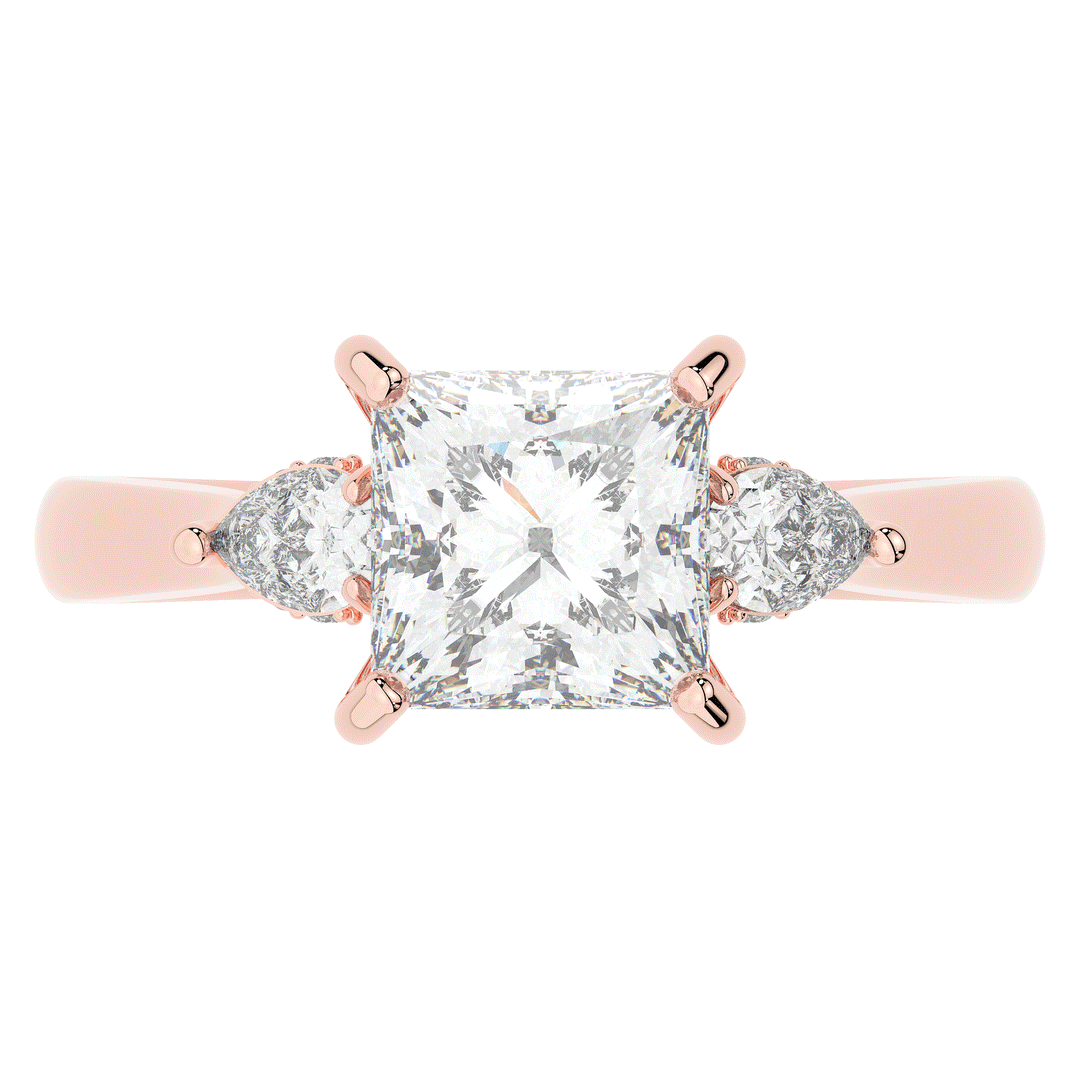 2.40CT.TW PRINCESS LAB DIAMOND 3 STONE ENGAGEMENT RING - Nazarelle