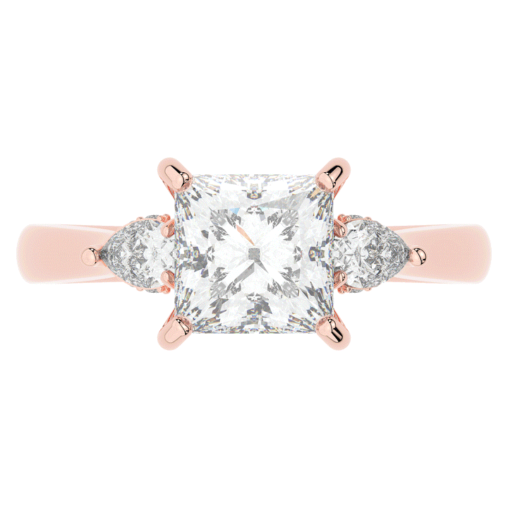 2.40CT.TW PRINCESS LAB DIAMOND 3 STONE ENGAGEMENT RING - Nazarelle