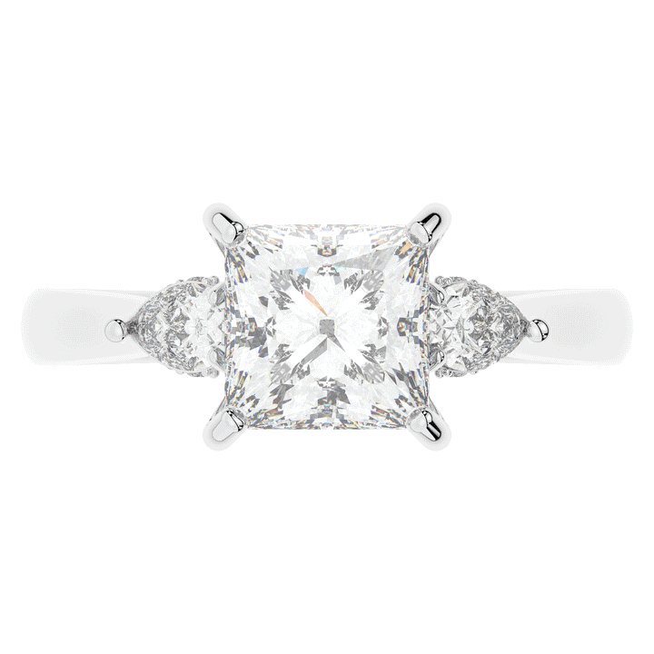 2.40CT.TW PRINCESS LAB DIAMOND 3 STONE ENGAGEMENT RING - Nazarelle
