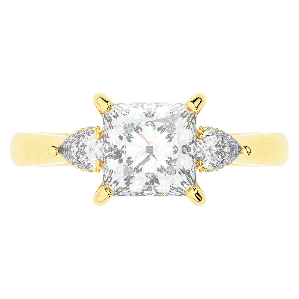 2.40CT.TW PRINCESS LAB DIAMOND 3 STONE ENGAGEMENT RING - Nazarelle