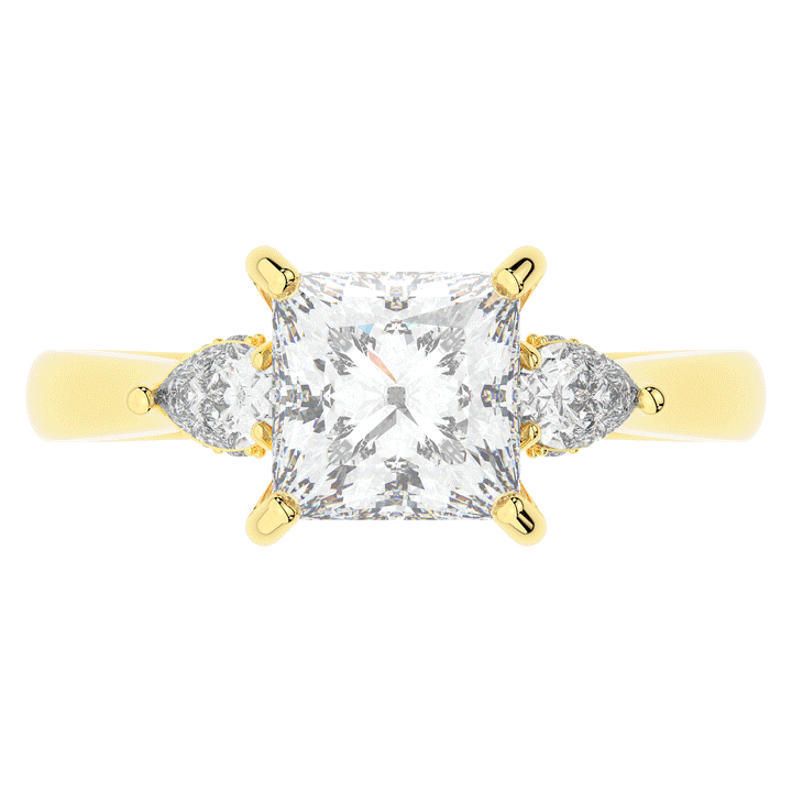 2.40CT.TW PRINCESS LAB DIAMOND 3 STONE ENGAGEMENT RING - Nazarelle
