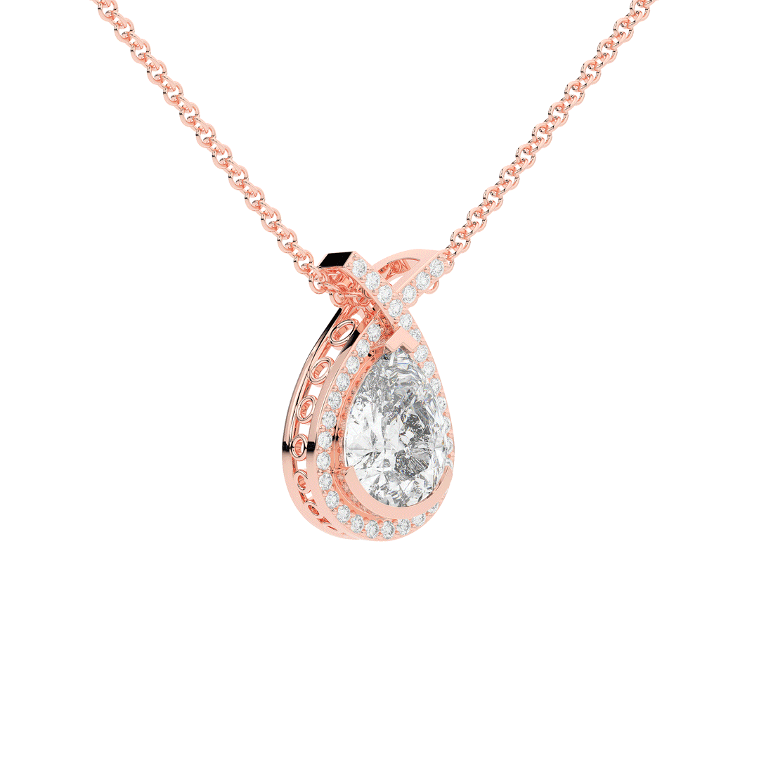 2.20CT.TW PEAR LAB DIAMOND HALO PENDANT - Nazarelle