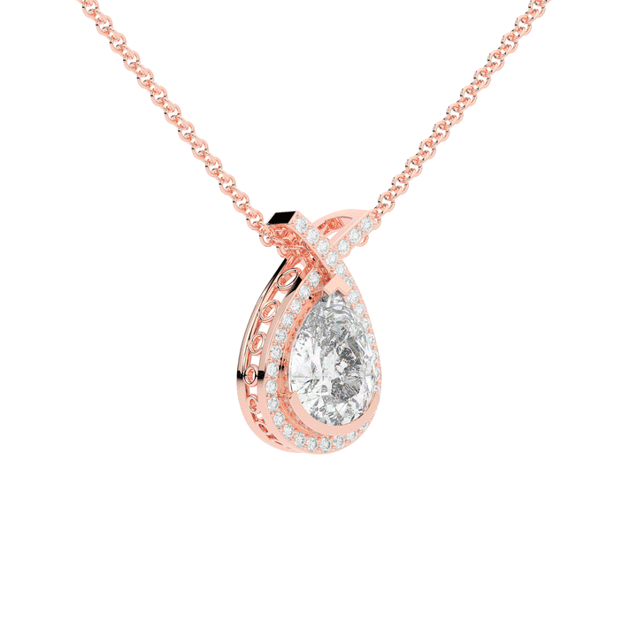2.20CT.TW PEAR LAB DIAMOND HALO PENDANT - Nazarelle