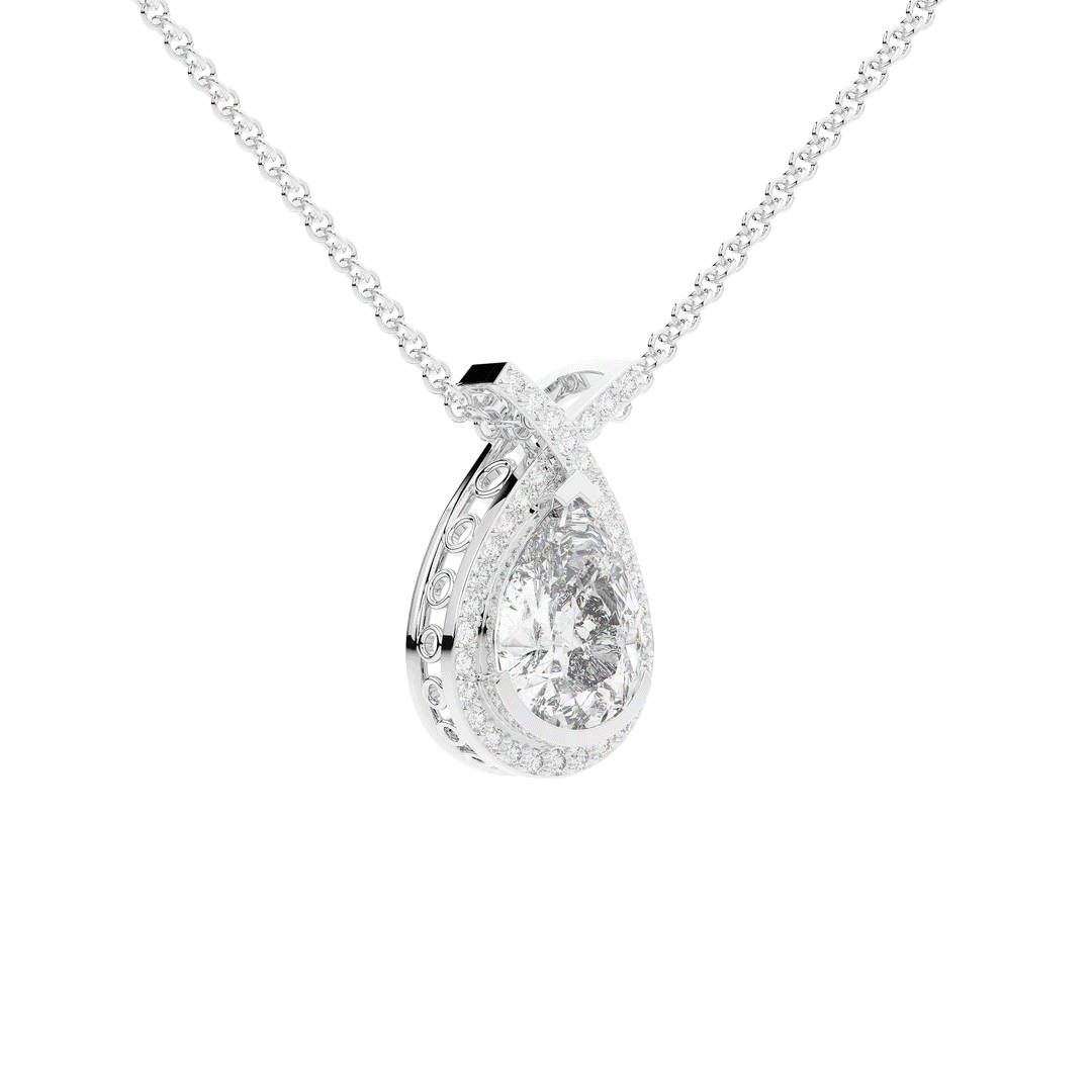2.20CT.TW PEAR LAB DIAMOND HALO PENDANT - Nazarelle