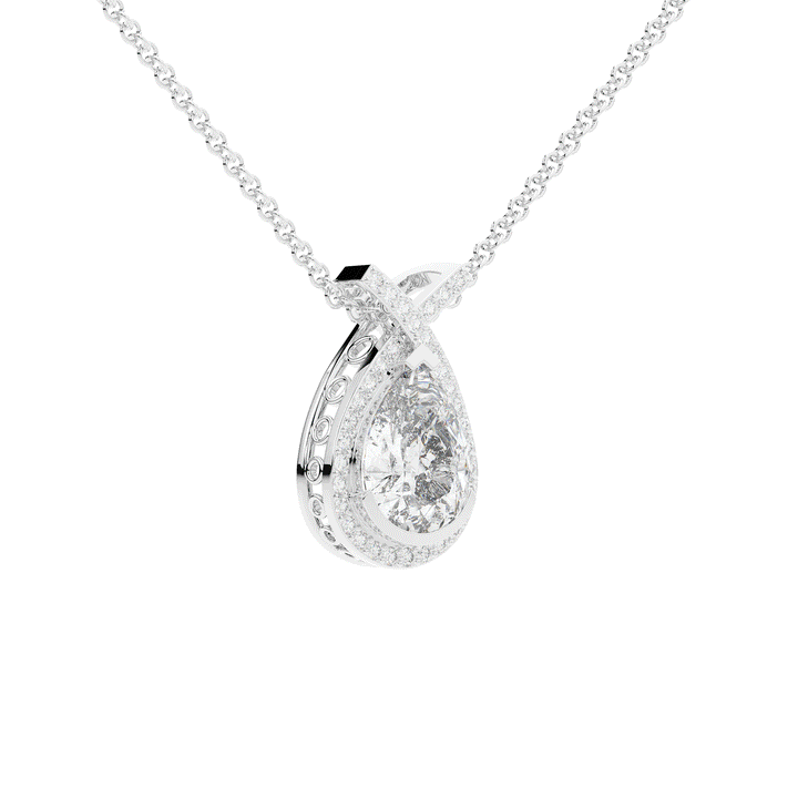 2.20CT.TW PEAR LAB DIAMOND HALO PENDANT - Nazarelle