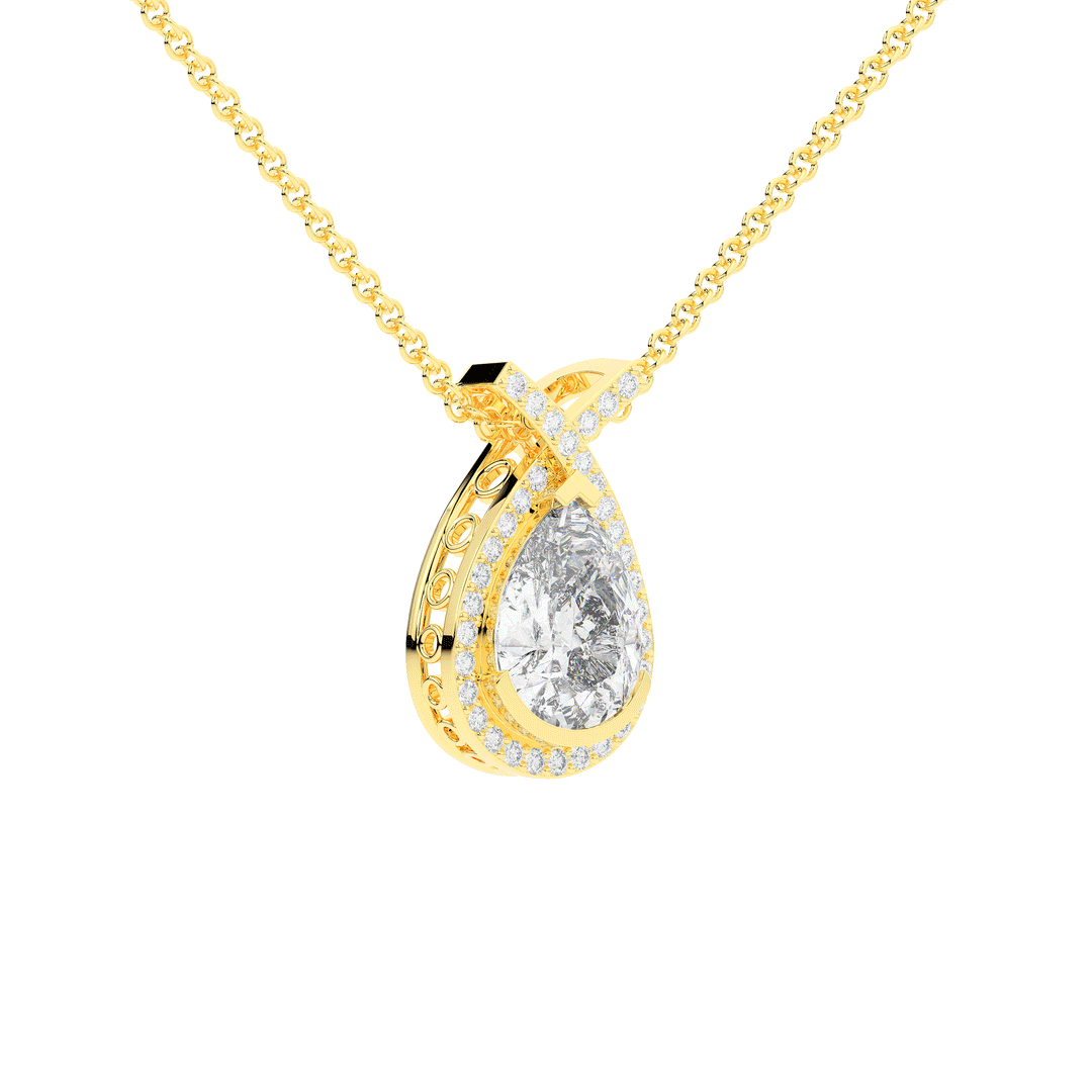 2.20CT.TW PEAR LAB DIAMOND HALO PENDANT - Nazarelle