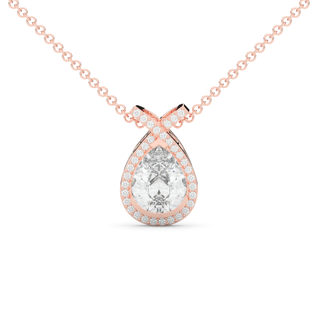 2.20CT.TW PEAR LAB DIAMOND HALO PENDANT - Nazarelle