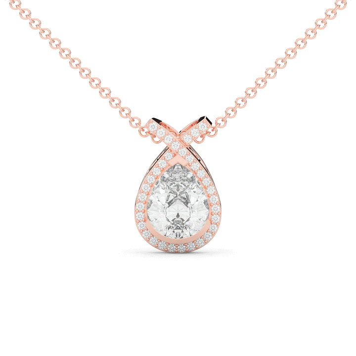 2.20CT.TW PEAR LAB DIAMOND HALO PENDANT - Nazarelle