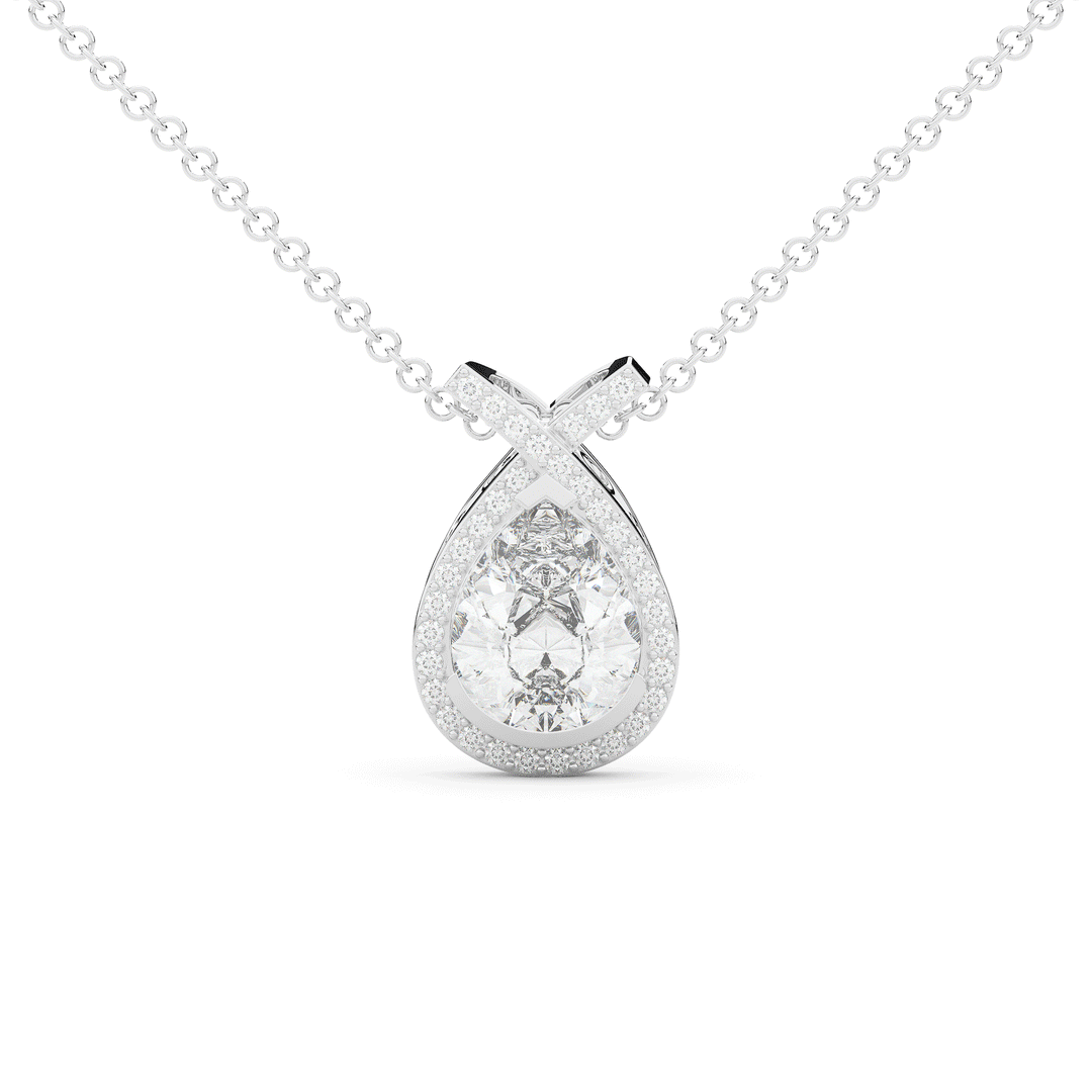 2.20CT.TW PEAR LAB DIAMOND HALO PENDANT - Nazarelle