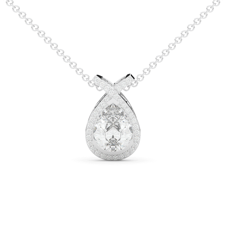 2.20CT.TW PEAR LAB DIAMOND HALO PENDANT - Nazarelle