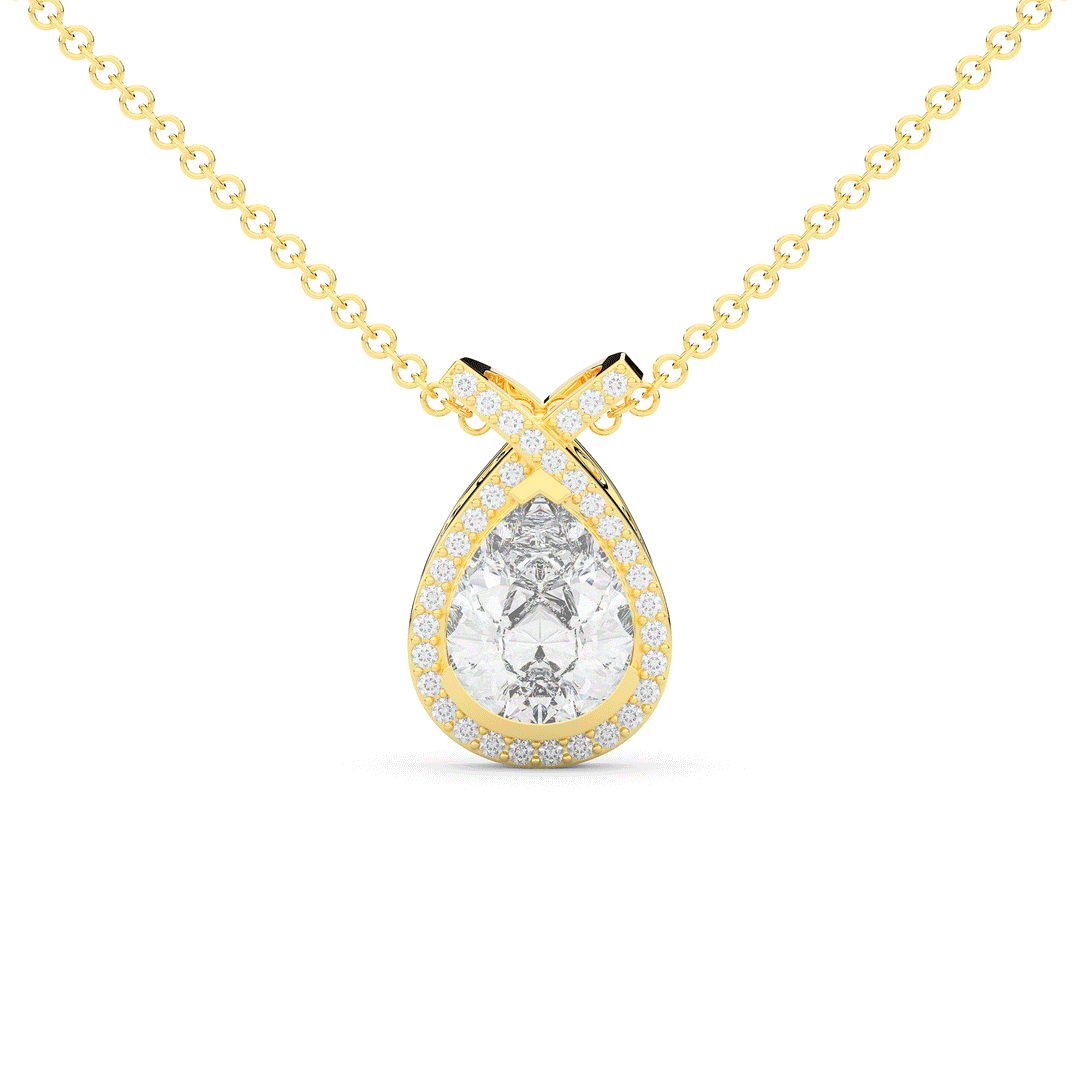 2.20CT.TW PEAR LAB DIAMOND HALO PENDANT - Nazarelle