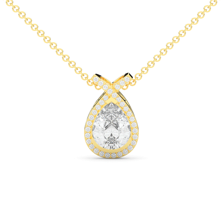 2.20CT.TW PEAR LAB DIAMOND HALO PENDANT - Nazarelle