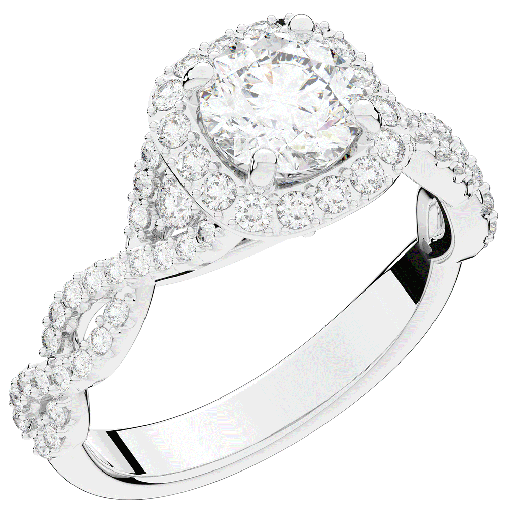 1.30CT.TW ROUND LAB DIAMOND HALO ENGAGEMENT RING - Nazarelle
