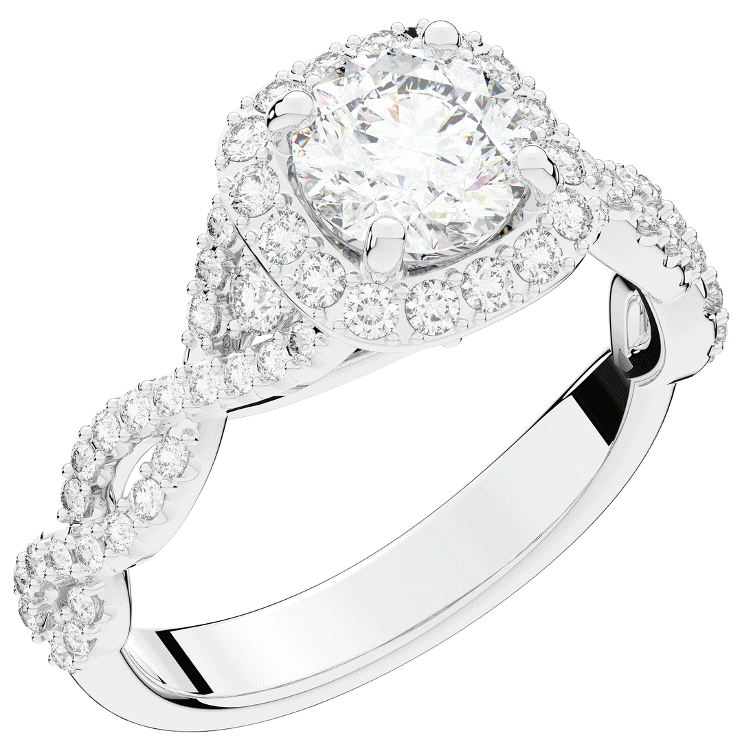 1.30CT.TW ROUND LAB DIAMOND HALO ENGAGEMENT RING - Nazarelle