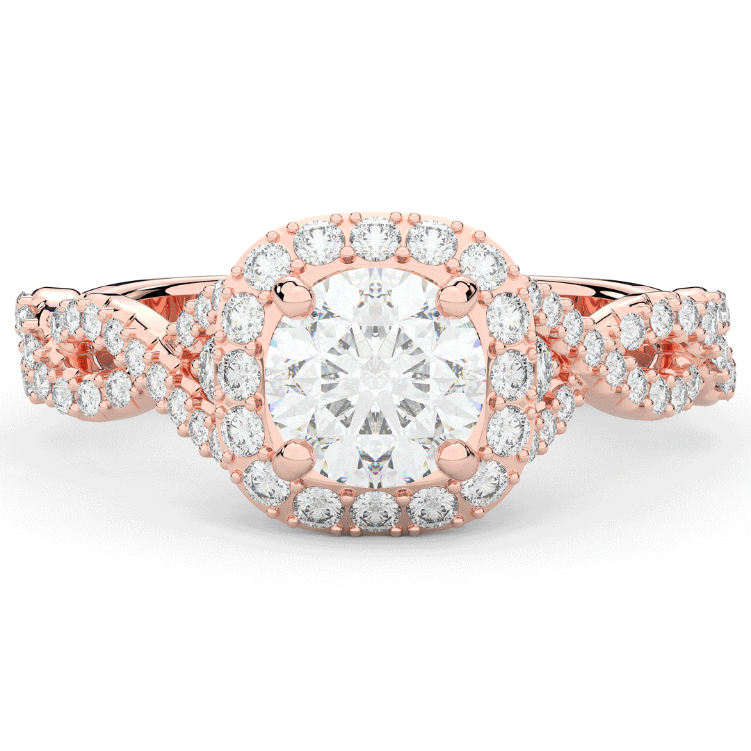 1.30CT.TW ROUND LAB DIAMOND HALO ENGAGEMENT RING - Nazarelle