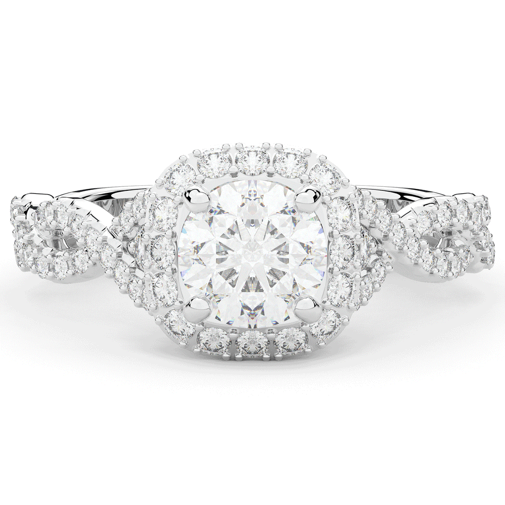 1.30CT.TW ROUND LAB DIAMOND HALO ENGAGEMENT RING - Nazarelle