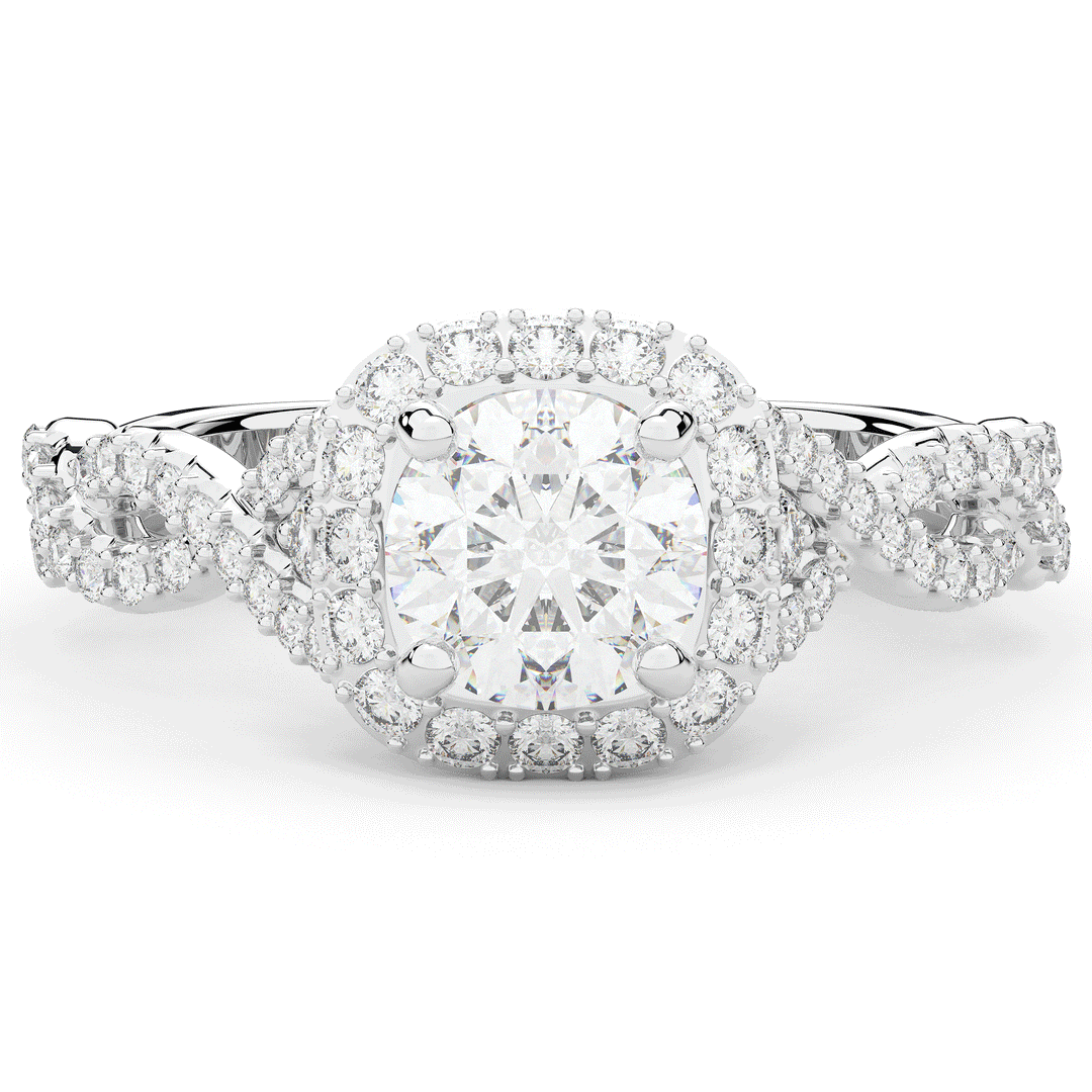 1.30CT.TW ROUND LAB DIAMOND HALO ENGAGEMENT RING - Nazarelle