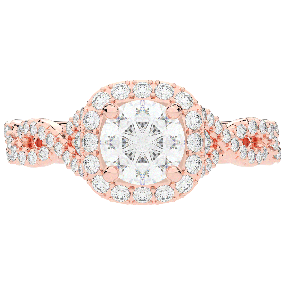 1.30CT.TW ROUND LAB DIAMOND HALO ENGAGEMENT RING - Nazarelle
