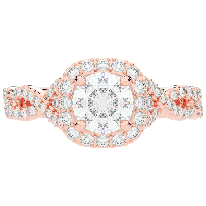 1.30CT.TW ROUND LAB DIAMOND HALO ENGAGEMENT RING - Nazarelle