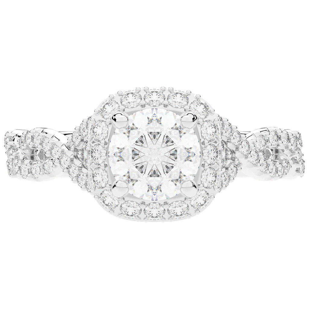 1.30CT.TW ROUND LAB DIAMOND HALO ENGAGEMENT RING - Nazarelle