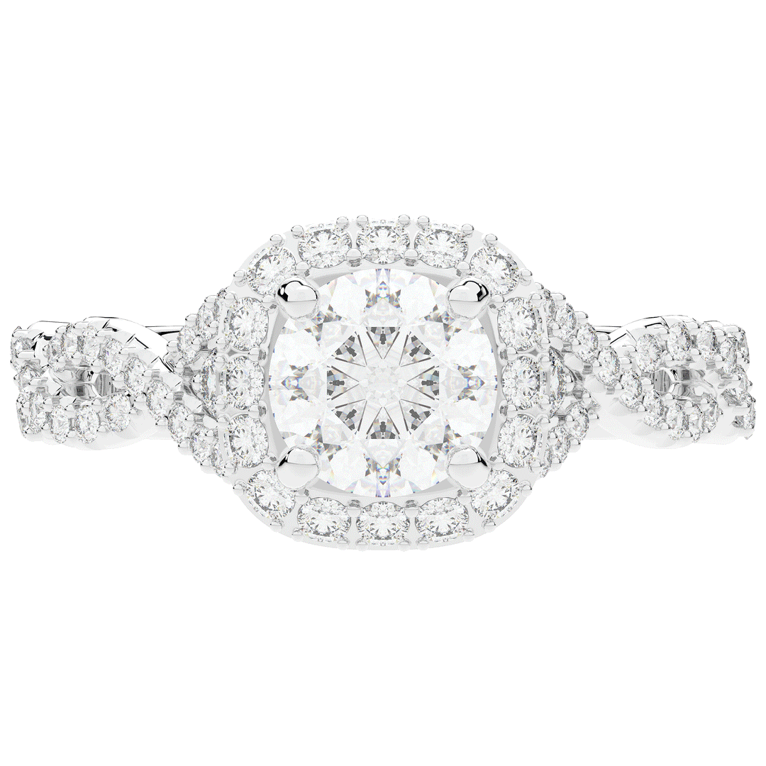 1.30CT.TW ROUND LAB DIAMOND HALO ENGAGEMENT RING - Nazarelle