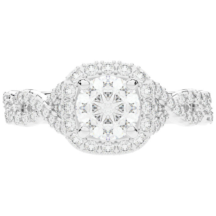 1.30CT.TW ROUND LAB DIAMOND HALO ENGAGEMENT RING - Nazarelle