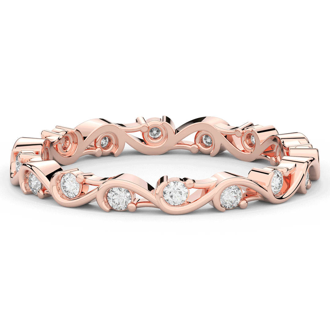 0.25CT.TW ROUND LAB DIAMOND WAVE STYLIZED ETERNITY WEDDING BAND - Nazarelle