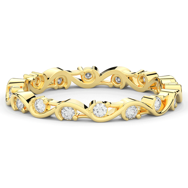 0.25CT.TW ROUND LAB DIAMOND WAVE STYLIZED ETERNITY WEDDING BAND - Nazarelle