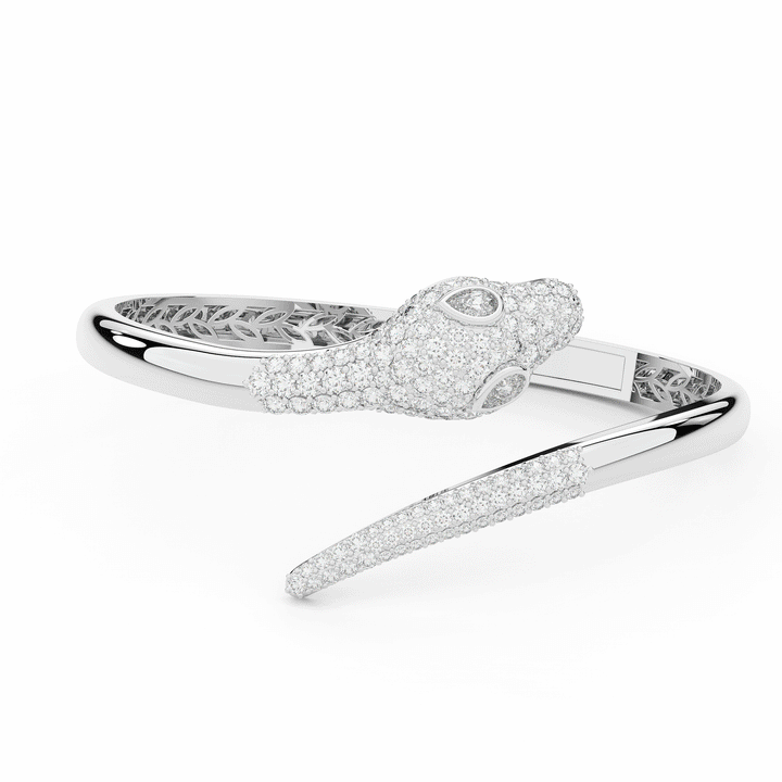 3.75CT.TW ROUND AND PEAR LAB DIAMOND SNAKE BANGLE - Nazarelle