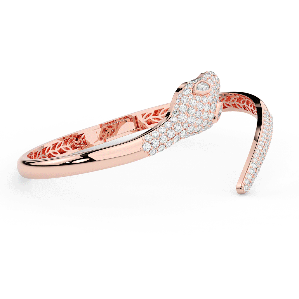 3.75CT.TW ROUND AND PEAR LAB DIAMOND SNAKE BANGLE - Nazarelle
