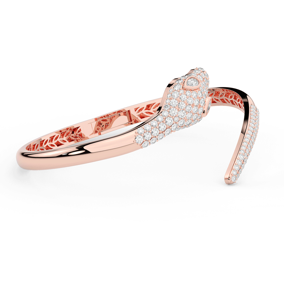 3.75CT.TW ROUND AND PEAR LAB DIAMOND SNAKE BANGLE - Nazarelle