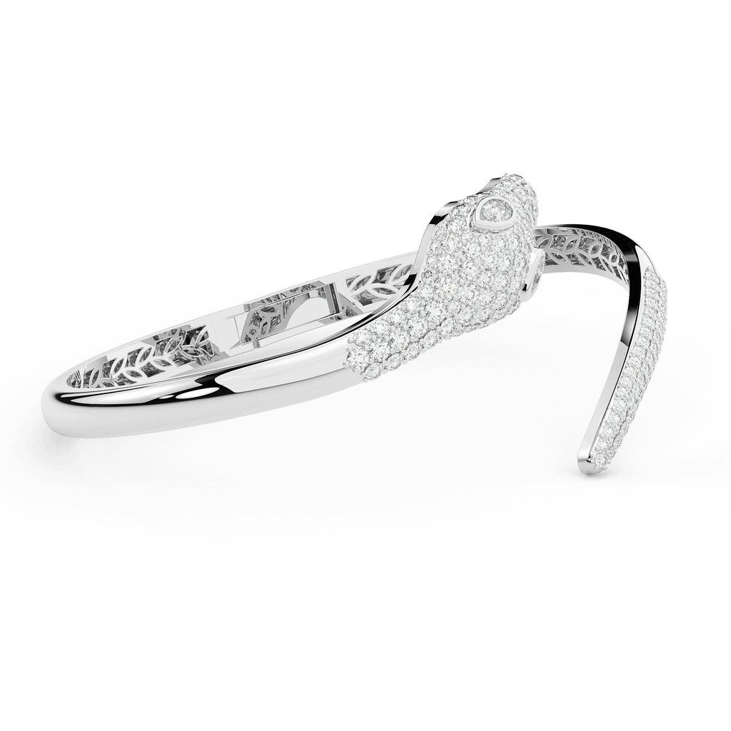 3.75CT.TW ROUND AND PEAR LAB DIAMOND SNAKE BANGLE - Nazarelle