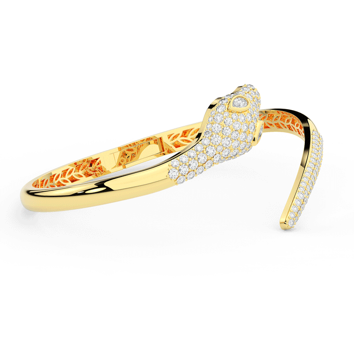 3.75CT.TW ROUND AND PEAR LAB DIAMOND SNAKE BANGLE - Nazarelle