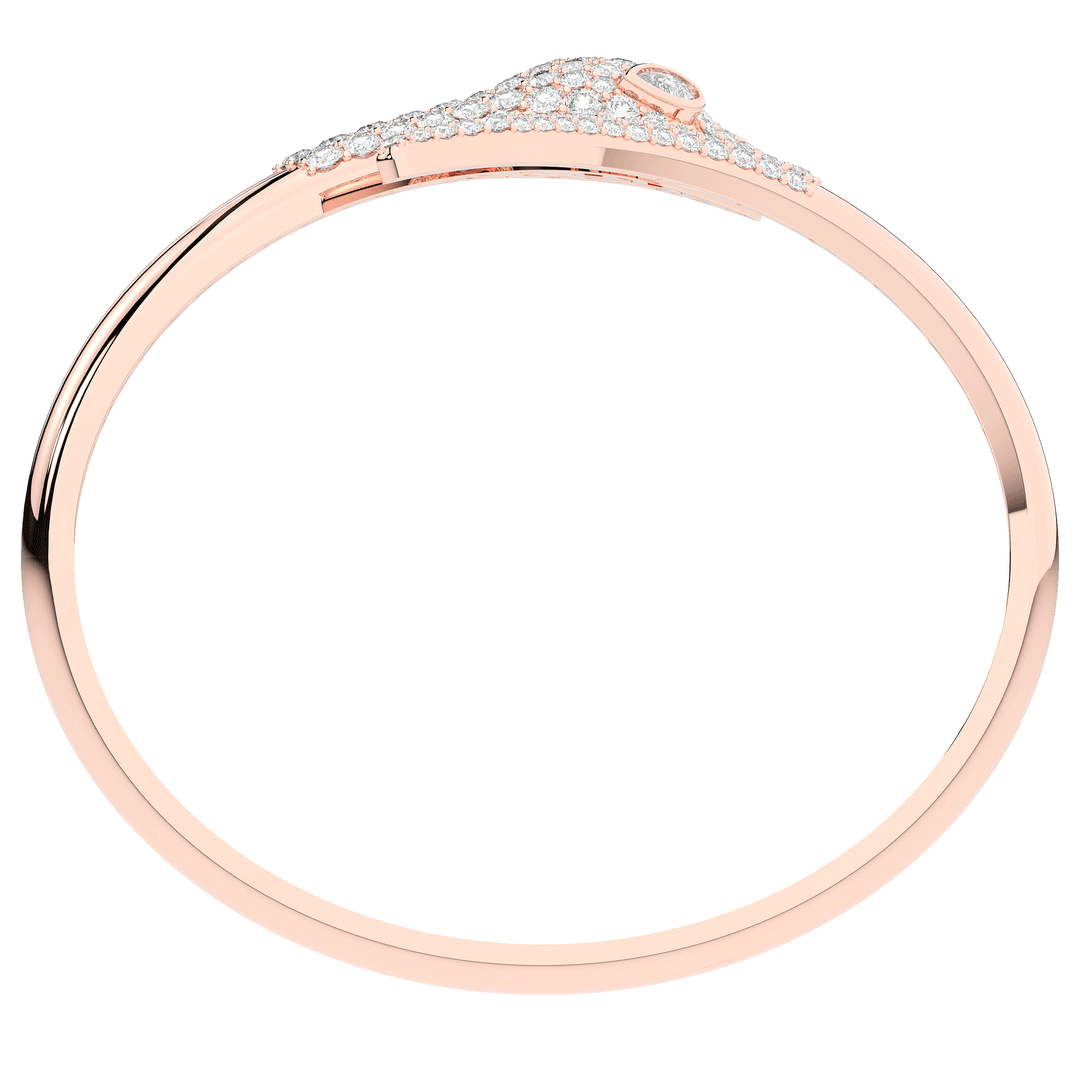 3.75CT.TW ROUND AND PEAR LAB DIAMOND SNAKE BANGLE - Nazarelle