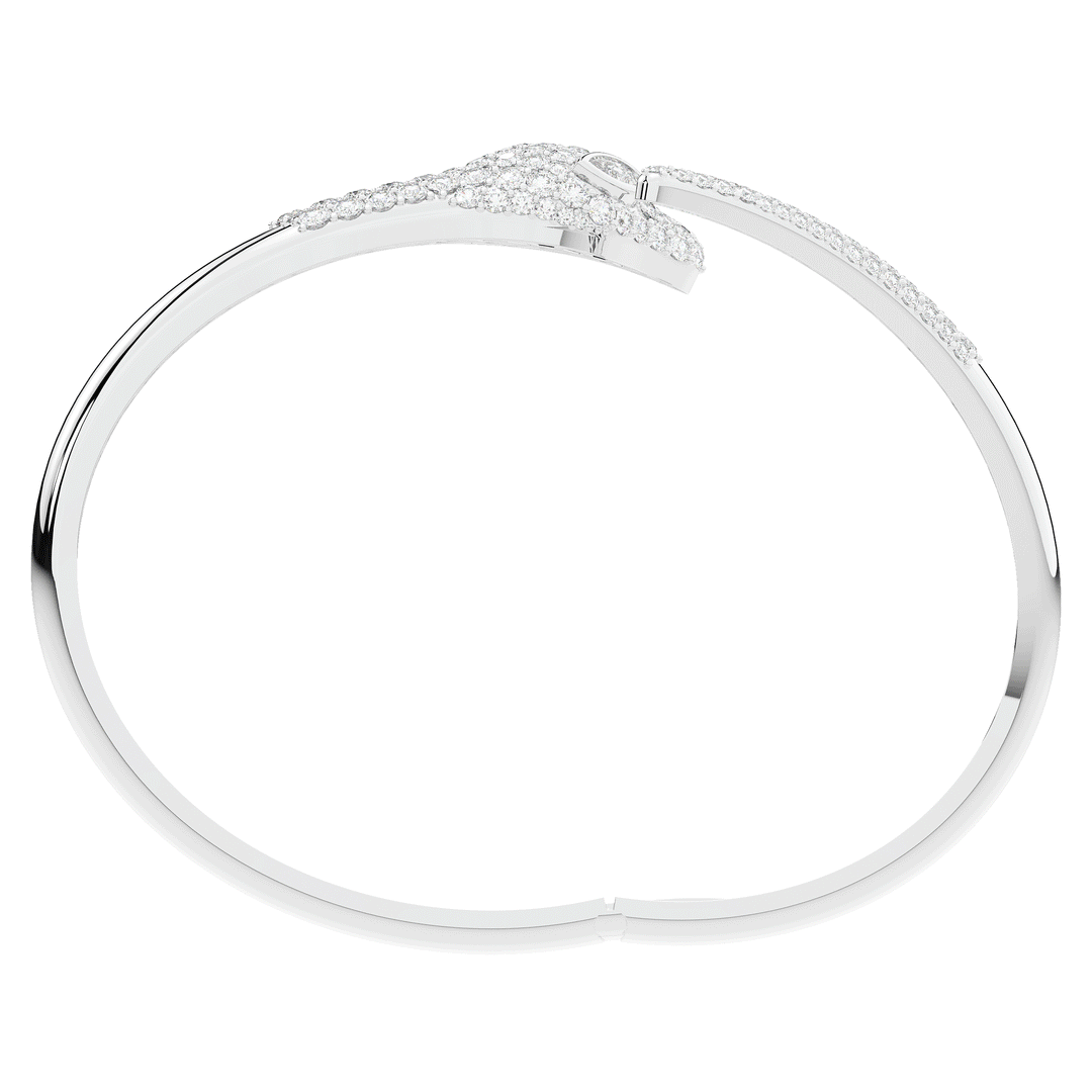 3.75CT.TW ROUND AND PEAR LAB DIAMOND SNAKE BANGLE - Nazarelle