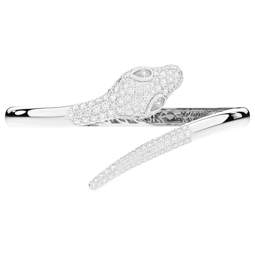 3.75CT.TW ROUND AND PEAR LAB DIAMOND SNAKE BANGLE - Nazarelle