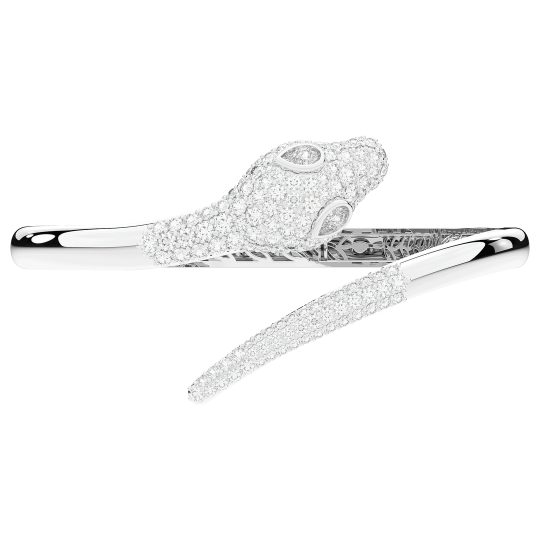 3.75CT.TW ROUND AND PEAR LAB DIAMOND SNAKE BANGLE - Nazarelle