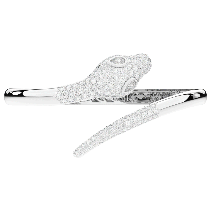 3.75CT.TW ROUND AND PEAR LAB DIAMOND SNAKE BANGLE - Nazarelle