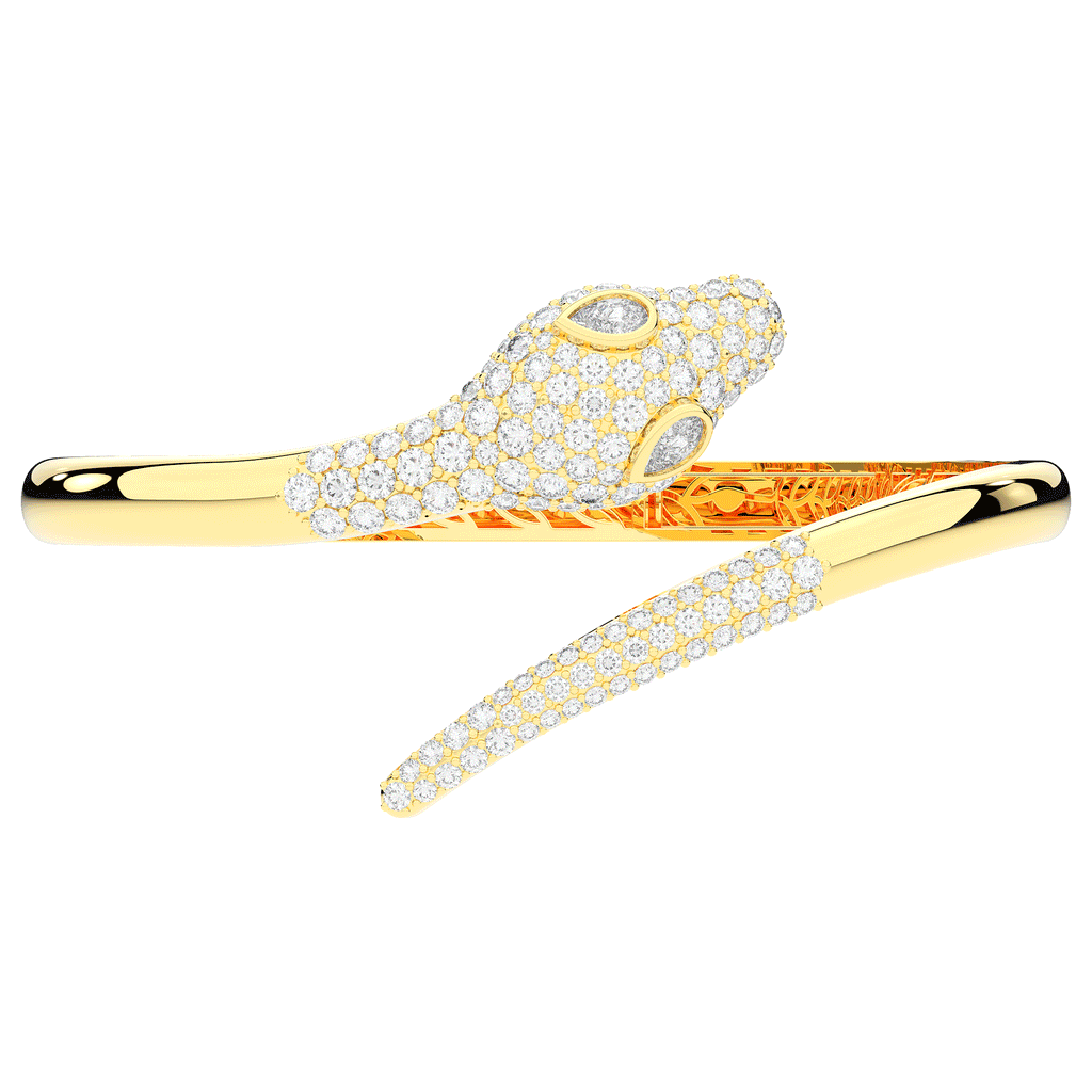 3.75CT.TW ROUND AND PEAR LAB DIAMOND SNAKE BANGLE - Nazarelle
