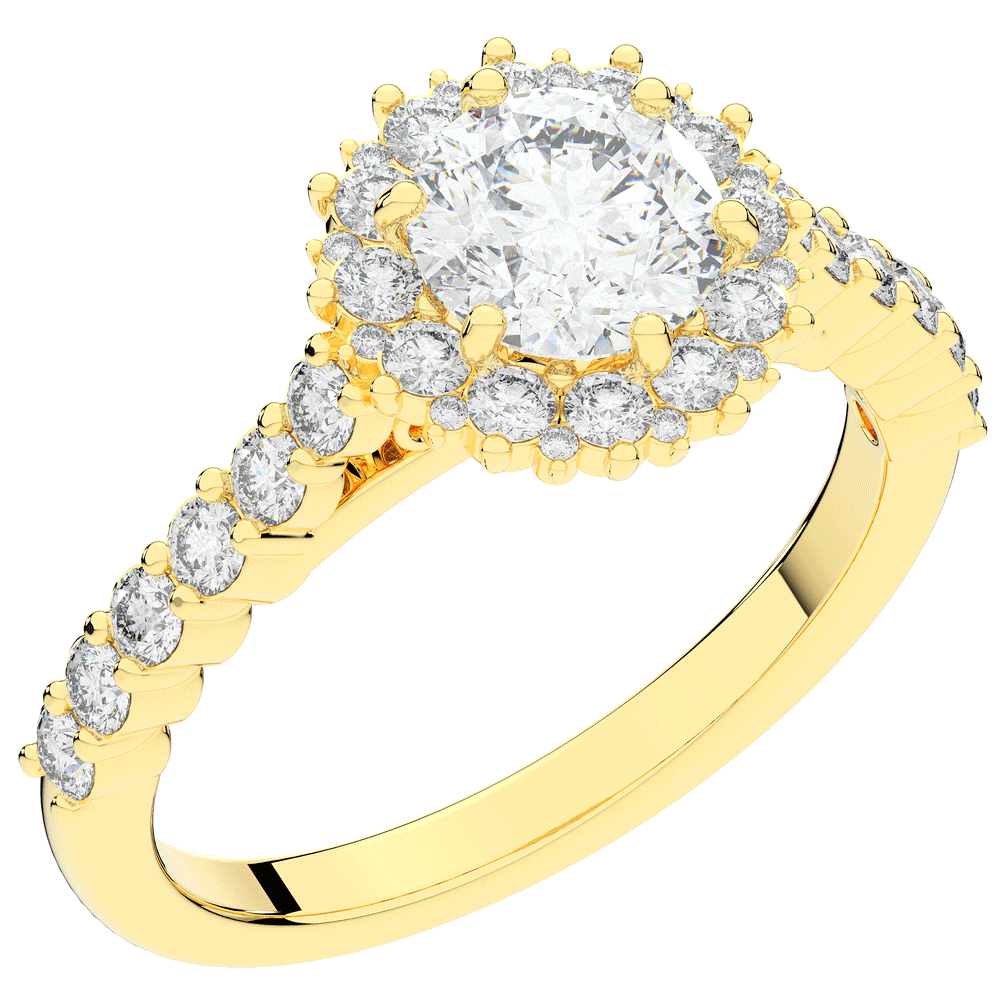 1.60CT.TW ROUND LAB DIAMOND HALO ENGAGEMENT RING - Nazarelle