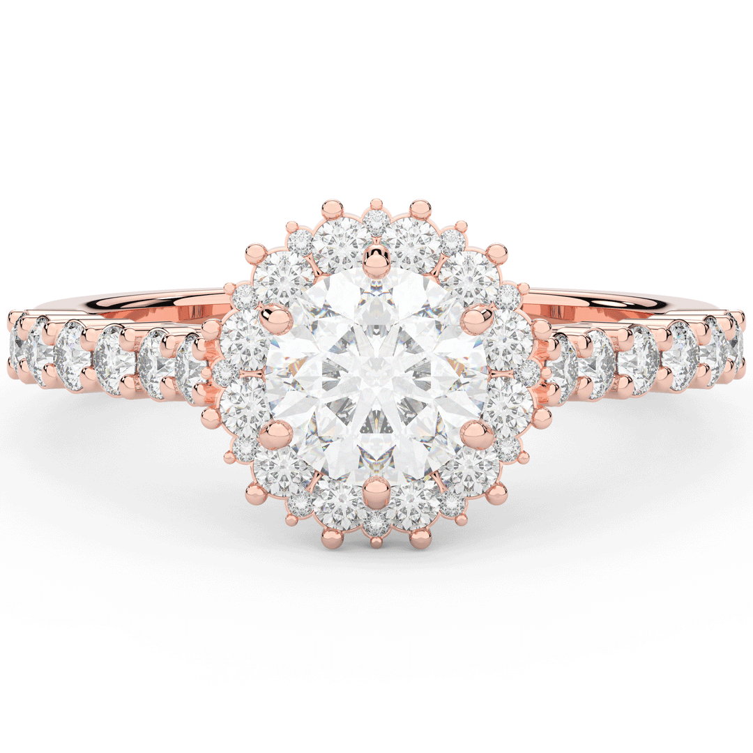 1.60CT.TW ROUND LAB DIAMOND HALO ENGAGEMENT RING - Nazarelle