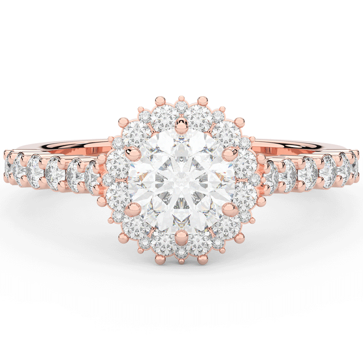 1.60CT.TW ROUND LAB DIAMOND HALO ENGAGEMENT RING - Nazarelle