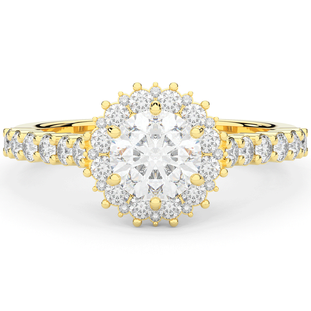 1.60CT.TW ROUND LAB DIAMOND HALO ENGAGEMENT RING - Nazarelle