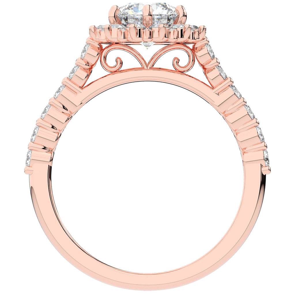 1.60CT.TW ROUND LAB DIAMOND HALO ENGAGEMENT RING - Nazarelle