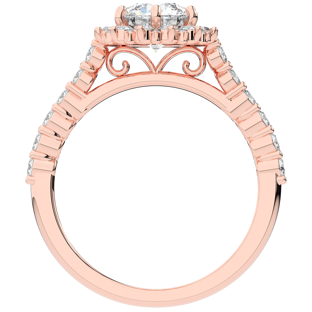 1.60CT.TW ROUND LAB DIAMOND HALO ENGAGEMENT RING - Nazarelle