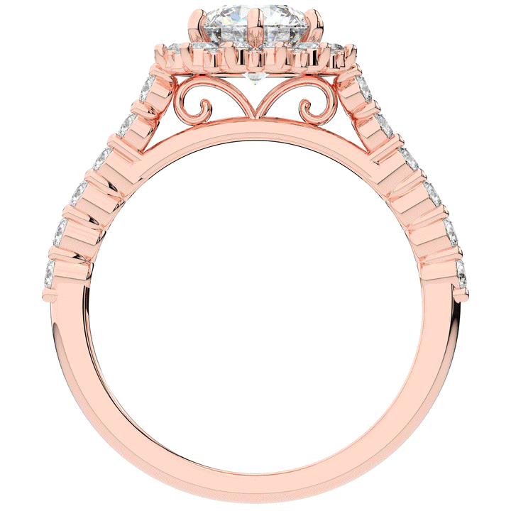 1.60CT.TW ROUND LAB DIAMOND HALO ENGAGEMENT RING - Nazarelle