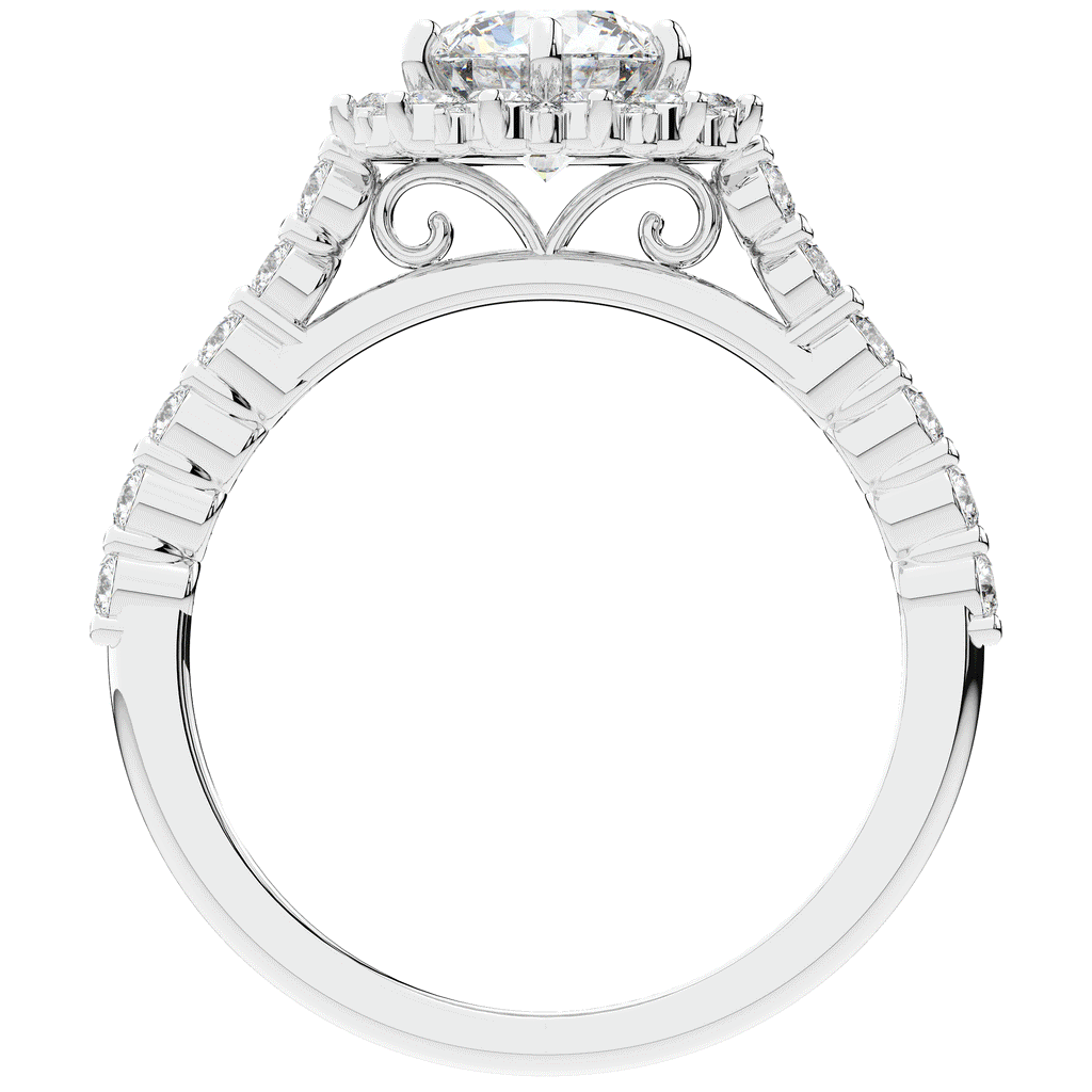 1.60CT.TW ROUND LAB DIAMOND HALO ENGAGEMENT RING - Nazarelle