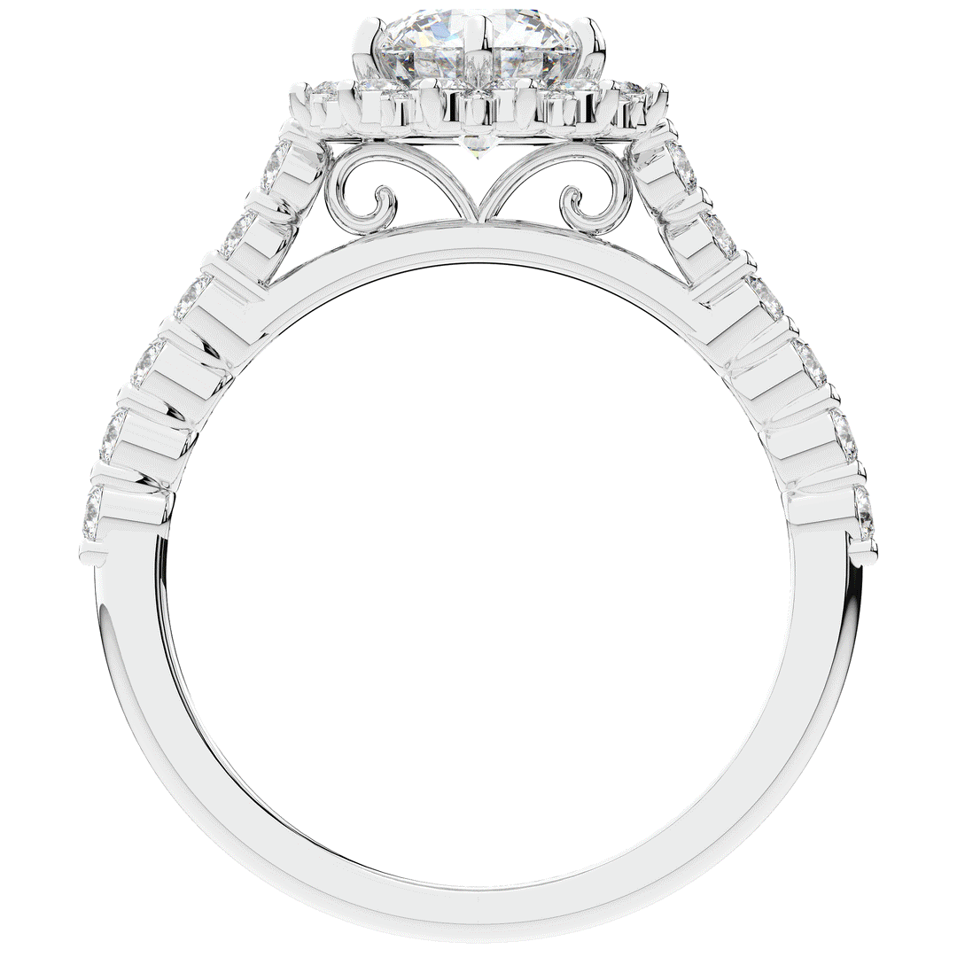 1.60CT.TW ROUND LAB DIAMOND HALO ENGAGEMENT RING - Nazarelle